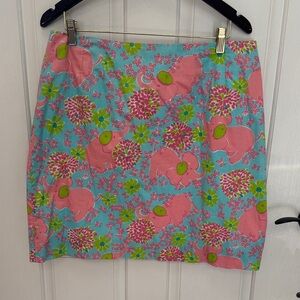 Lilly Pulitzer Pink and Green Elephant Skirt